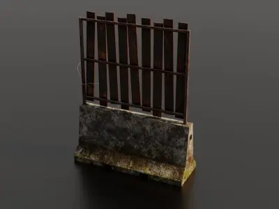 Concrete barrier  Low-poly 3D model 3