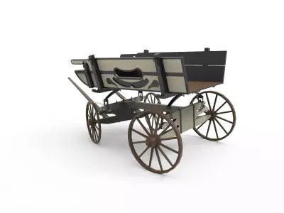 Horse cart Low-poly 3D model shop