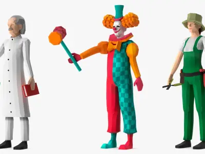 Low Poly Characters Collection 4 Rigged for Cinema 4D 3D model