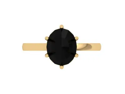 Oval Solitaire Ring 3D print model 15
