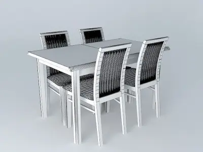 Indiana Red Pine dining table set 3D model