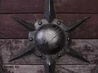 Old Shield damaged Low-poly 3D model