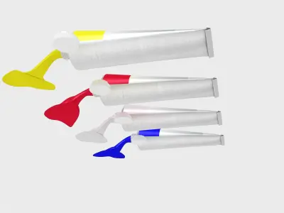 Oil Paint Tubes 4 Colors Set 3D model