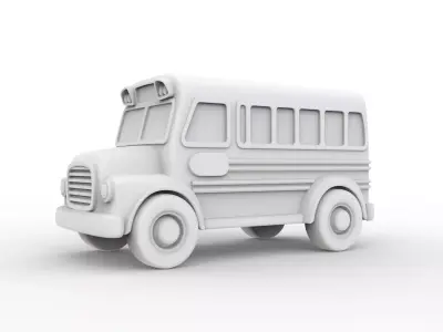 Vintage Wooden School Bus Toy 3D print model
