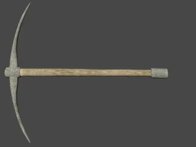 Assetpack 1 metal axe with wooden handle 3D model