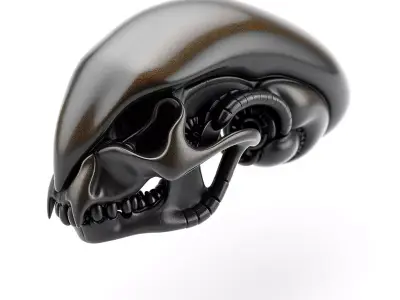 SciFi Biomechanical Alien Skull Low-poly 3D model