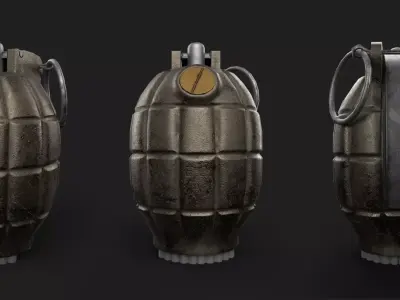 Military No36 Mills Bomb PBR hand Grenade ww1 and ww2 Low-poly 3D model