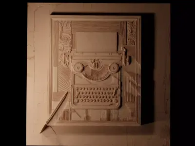 Typewriter CNC 3d Print High Relief Sand Casting 3D print model