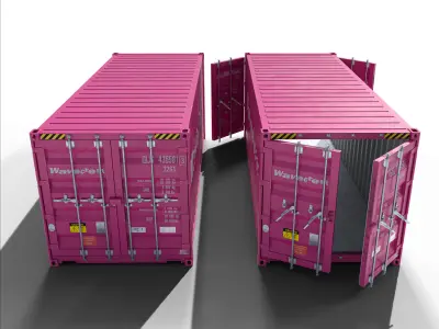 20ft Cargo Container Pink Low-poly 3D model