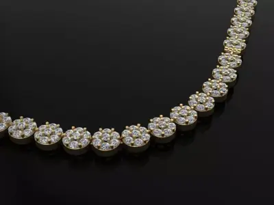 Diamond Tennis Necklace Cluster Link 2mm7 3D print model