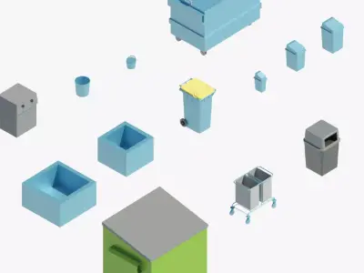 Litter bins and waste containers - Pack of revit families 3D model
