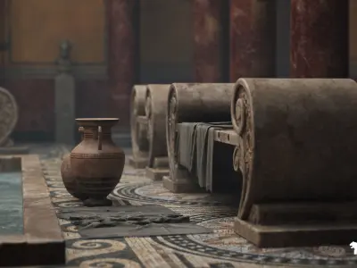 Roman Volcanic Temple Environment Low-poly 3D model