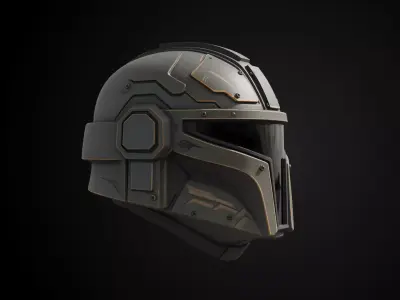 Stylized Interstellar Bounty Hunter Helmet - Star Tracker 3D print model