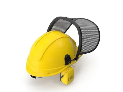 Safety Helmet with Face and Ears Cover 3D model