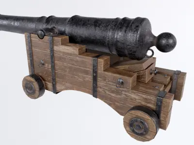 Pirate Ship Cannon Low-poly 3D model buy