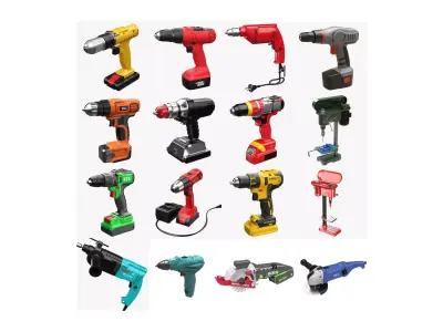  Hand Drill and Saw collection 16 in 1 3D Model Pack