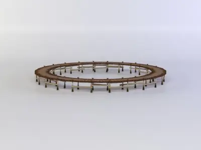 Wooden circle platform Low-poly 3D model