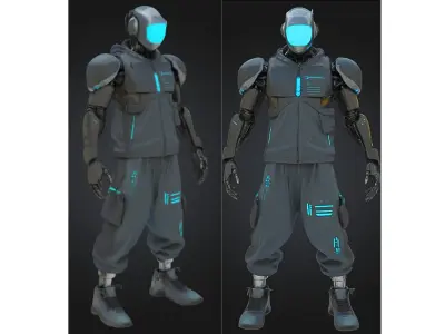 Cyberpunk Robot Future NPC Low-poly 3D model