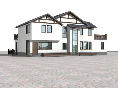 Villa house 3D model 4