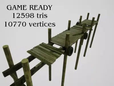 Jetty for boats Low-poly 3D model