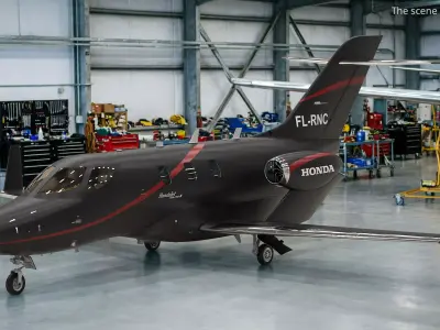 HondaJet Elite II Light Jet Aircraft Black Rigged for Maya 3D model