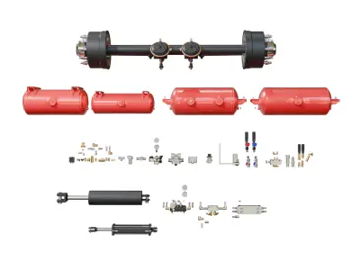 Trailer Hydraulic Parts Pack Valves - Fittings and Modular Kit Low-poly 3D model