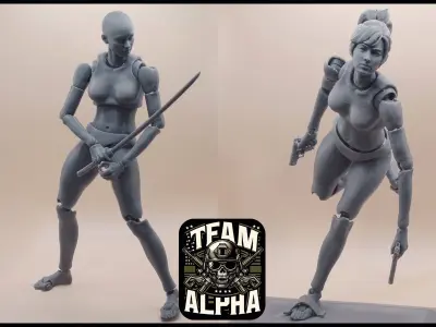 ACTION FIGURE 3D PRINTING FEMALE MOVABLE BODY TOY MODEL STL 3D print model