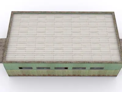 Hangar industrial building Low-poly 3D model