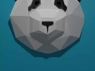 low poly panda head Low-poly 3D model