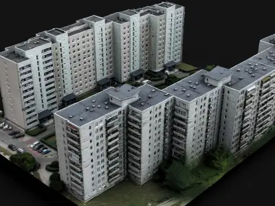 soviet blocks city sector area drone photogrammetry 3D model