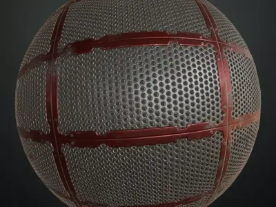 Reinforced Red Industrial Circular Grill PBR Seamless Texture