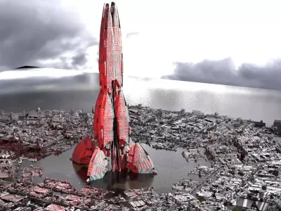 Shuttle Tower Sci-Fi 3D model