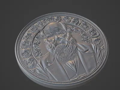 Charles Darwin Medallion 3D print model buy