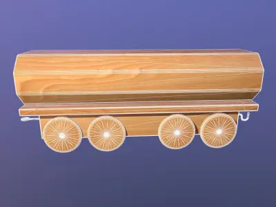 Wooden Toy Train - Tank Wagon Low-poly 3D model