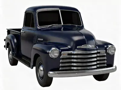 Realistic 1950s Rural Pickup Truck 3D Model Low-poly 3D model get