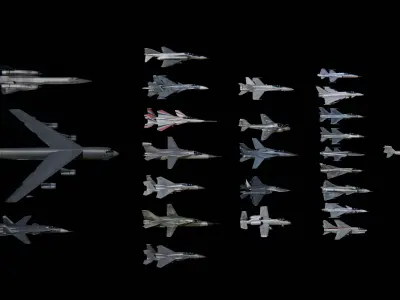 Low Poly Jets PACK Low-poly 3D model