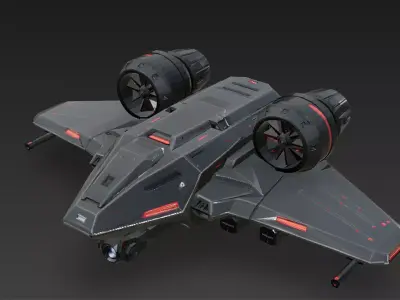 Futuristic Black Sci Fi Drone Low-poly 3D model