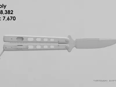 Butterfly knife Low-poly 3D model
