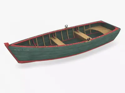 Old Wooden Boat 02 Low-poly PBR Low-poly 3D model