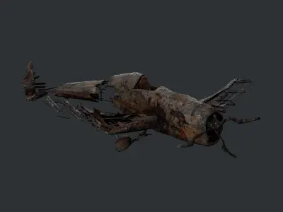 Plane Wreck Damaged Apocalyptic Game Ready 01 Low-poly 3D model