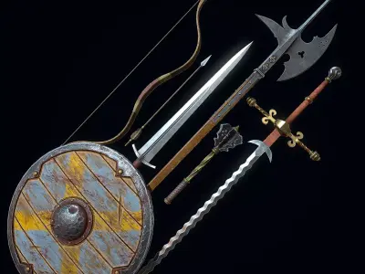 Collection of Medieval Melee Weapons 3D Model Pack