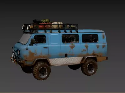 23- Chinese Style Scene - Outdated Bus 3D model