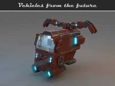 Futuristic service truck Free 3D model