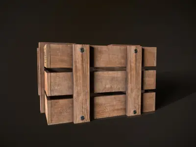 Wooden Crate-3 Low-poly 3D model
