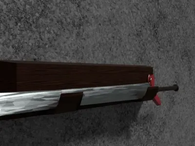 Low Poly Sword hanging on wooden wall Free low-poly 3D model