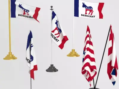 democratic party flag model Low-poly 3D model