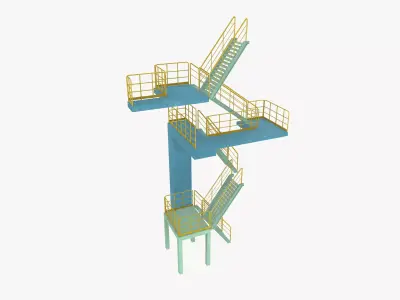 Industrial Stair Case Low-poly 3D model purchase