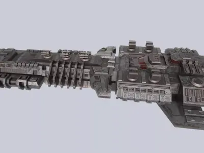 Spaceship Low-poly 3D model 10