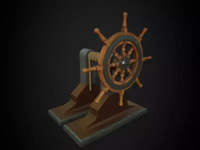 Ship Wheel Low-poly 3D model