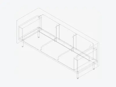 Sofa - Contemporary - Flame - Medium - Armrest Shelf Low-poly 3D model